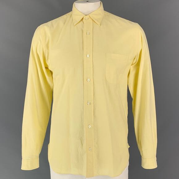 FUJITO Size L Yellow Cotton Button Down Long Sleeve Shirt - Picture 1 of 4